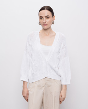 Peserico White cardigan with sequin pattern S99154F0309110