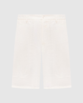 Stefano Ricci White linen and silk shorts with logo patch M8T6100060TXFIL
