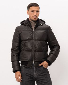 Enrico Mandelli Brown leather down jacket 4T117B7409
