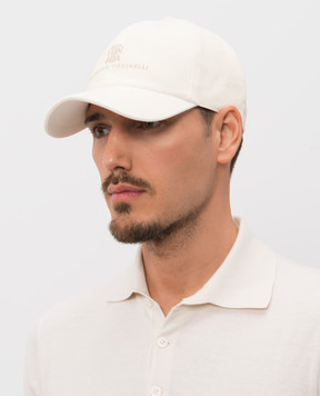 Brunello Cucinelli White cap with embroidered emblem M252D9850