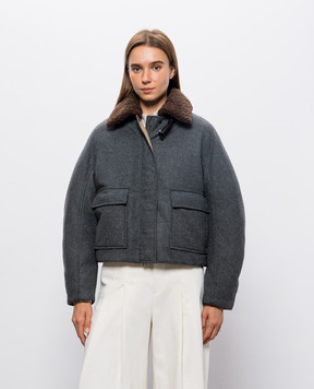 Brunello Cucinelli Gray wool and cashmere down jacket MB1623800