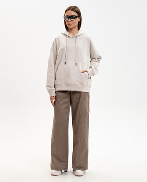 Off-White Brown pants with logo patch 2CF029S26FAB001