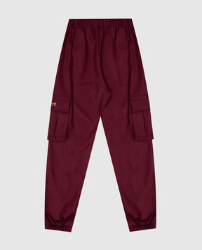 Balmain Children's burgundy wool cargo joggers BZ6I20I033910