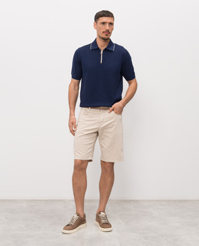 Stefano Ricci Blue silk polo shirt with zipper K616452P31F26117