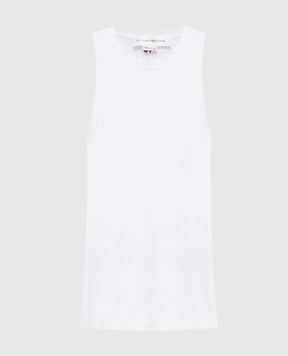 Victoria Beckham White ribbed top with monogram 1126JTP007081A
