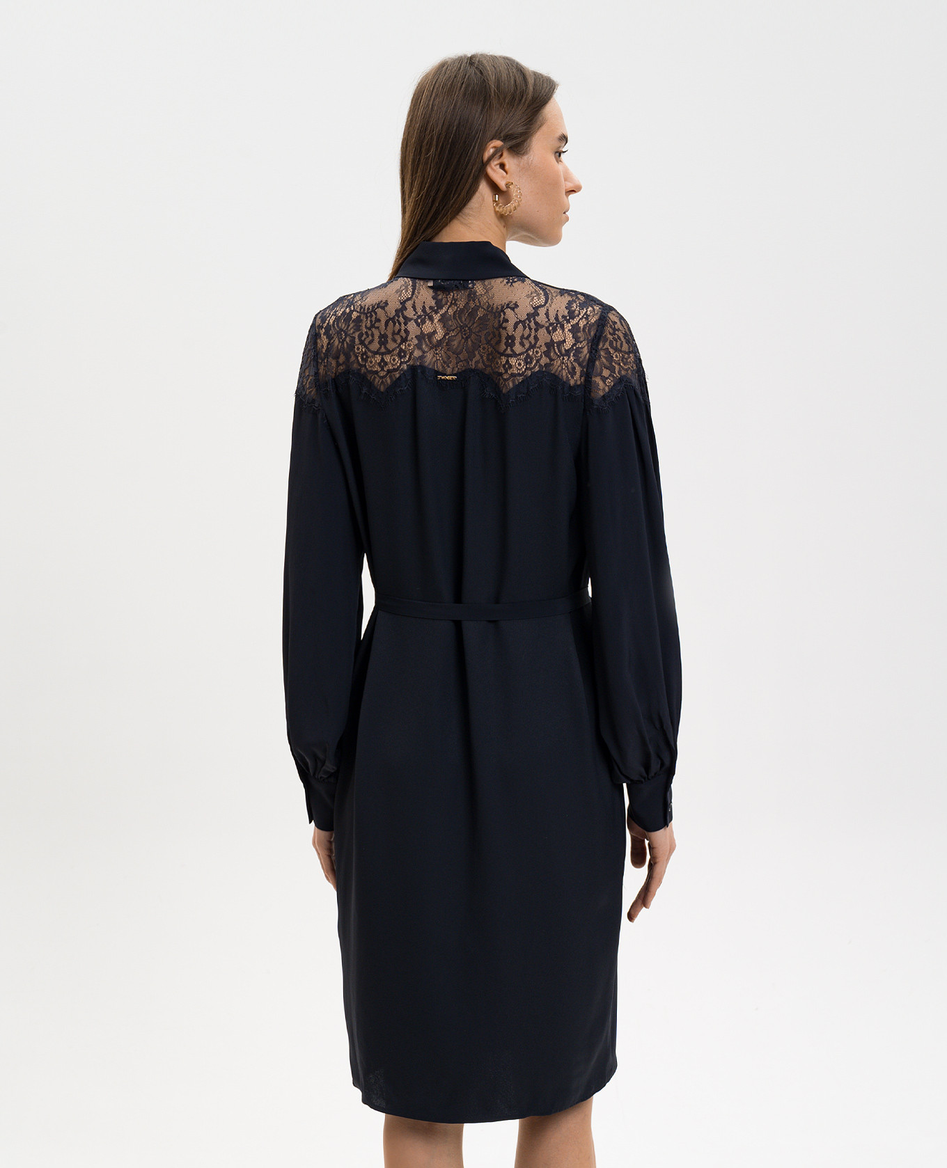 Blue shirt dress with lace Twinset 4