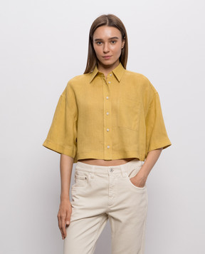 Brunello Cucinelli Yellow cropped linen shirt MP698MS306