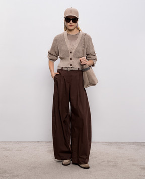 Brunello Cucinelli Brown silk blouse with chain M0C59DE310