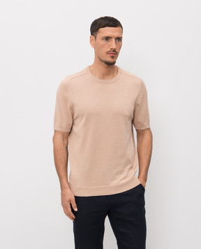 Trussardi Beige silk T-shirt with embroidered emblem M0618000066NMK617K00