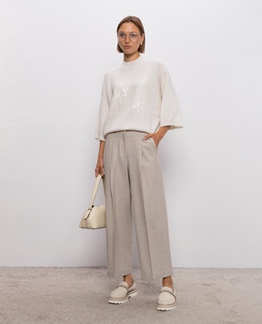 Peserico Ivory wool sweater with sequins A99834F07RL9100