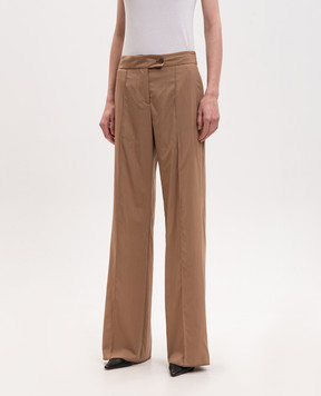 Marco Pescarolo Diana brown wool and silk trousers DIANAD5314