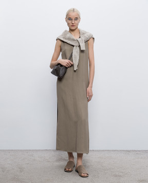 Brunello Cucinelli Brown dress with linen MH126A4812