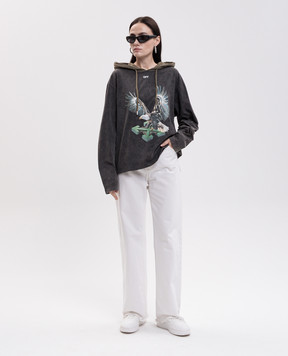 Off-White Grey hoodie with Eagle Arrow print OWAB039F25JER001