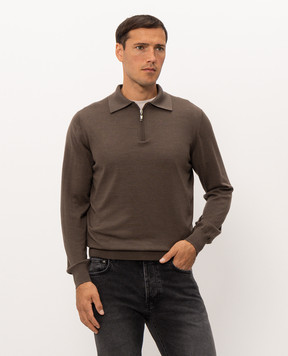Doriani Cashmere Brown wool, silk and cashmere polo shirt 18057ZIP79