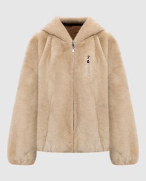 Rindi Beige reversible mink fur coat with hood 013VS026GOLDENPASTEL