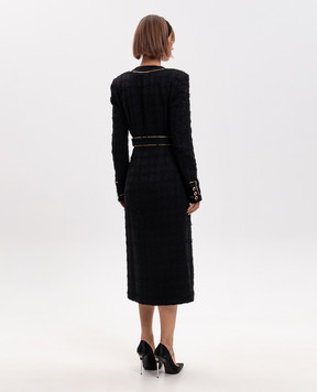 Alessandra Rich Black tweed dress with fringe FABX4474F4803