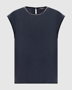 Peserico Blue top with chain moil E06994A1972