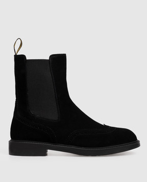 Doucal's Black suede chelsea boots with perforations DD8599BRUGUF252
