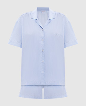 Dore & Rose Blue striped pajamas with logo embroidery SHORSLEEVESTRIPEDPJ