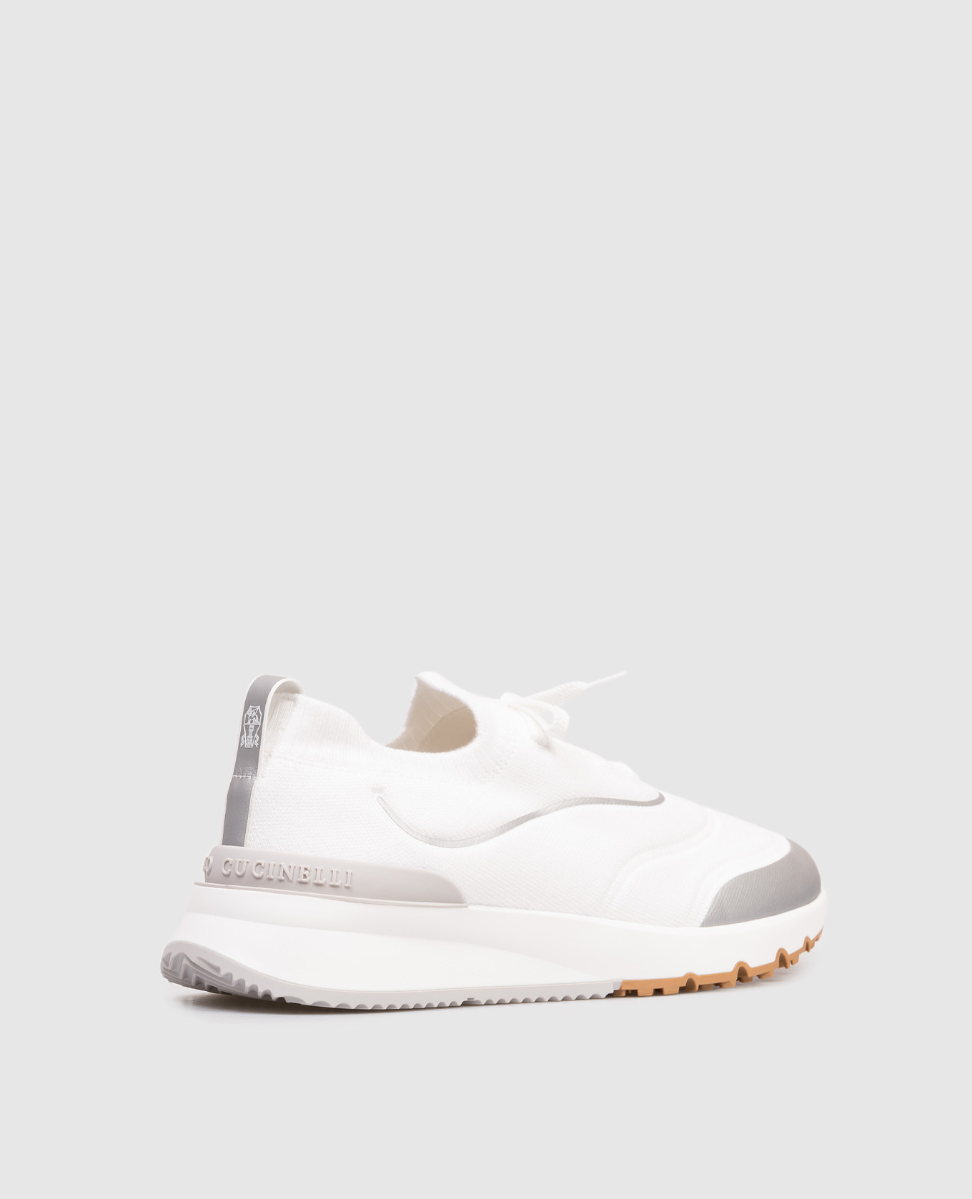 

White sneakers with textured logo Brunello Cucinelli