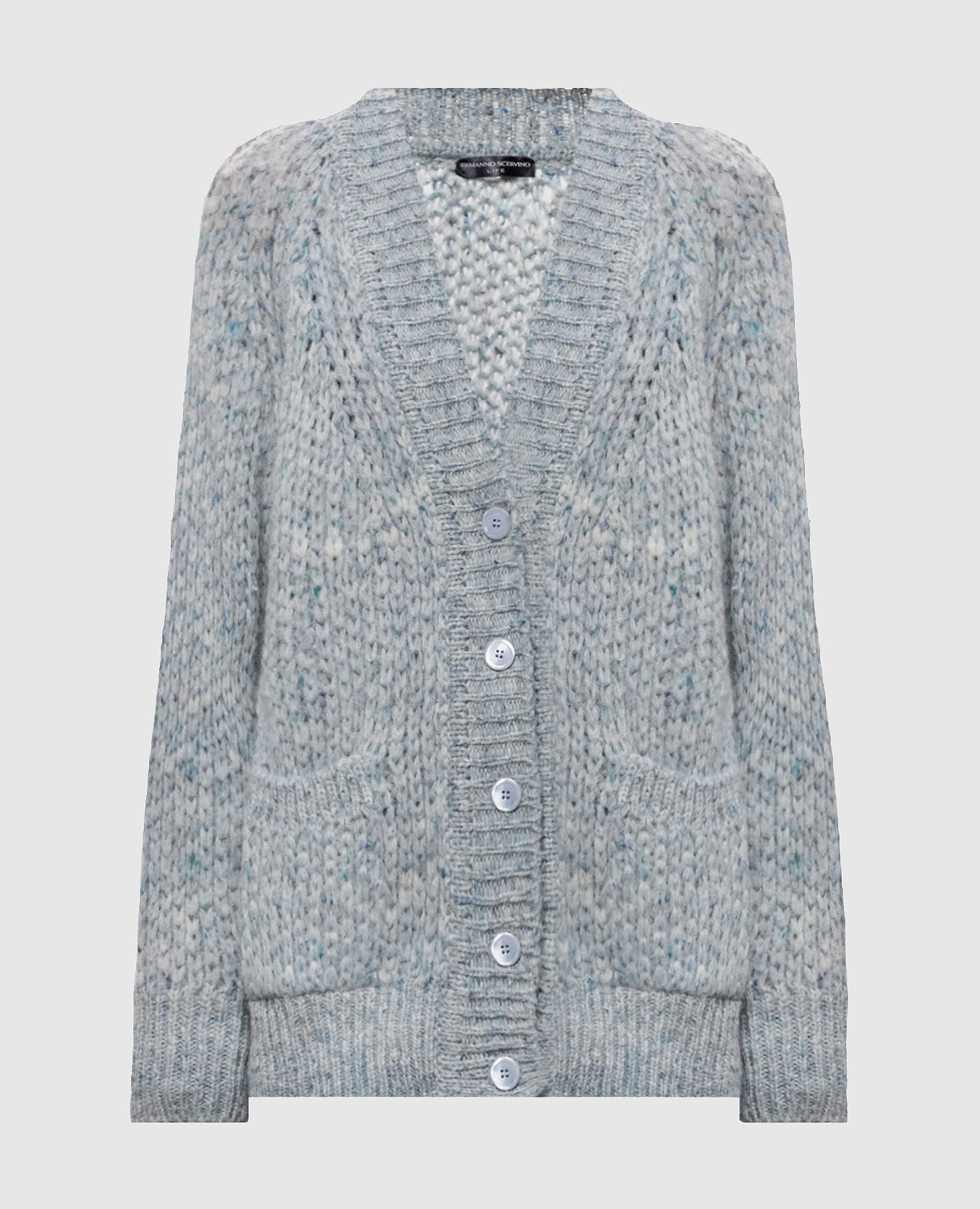 Blue alpaca wool cardigan