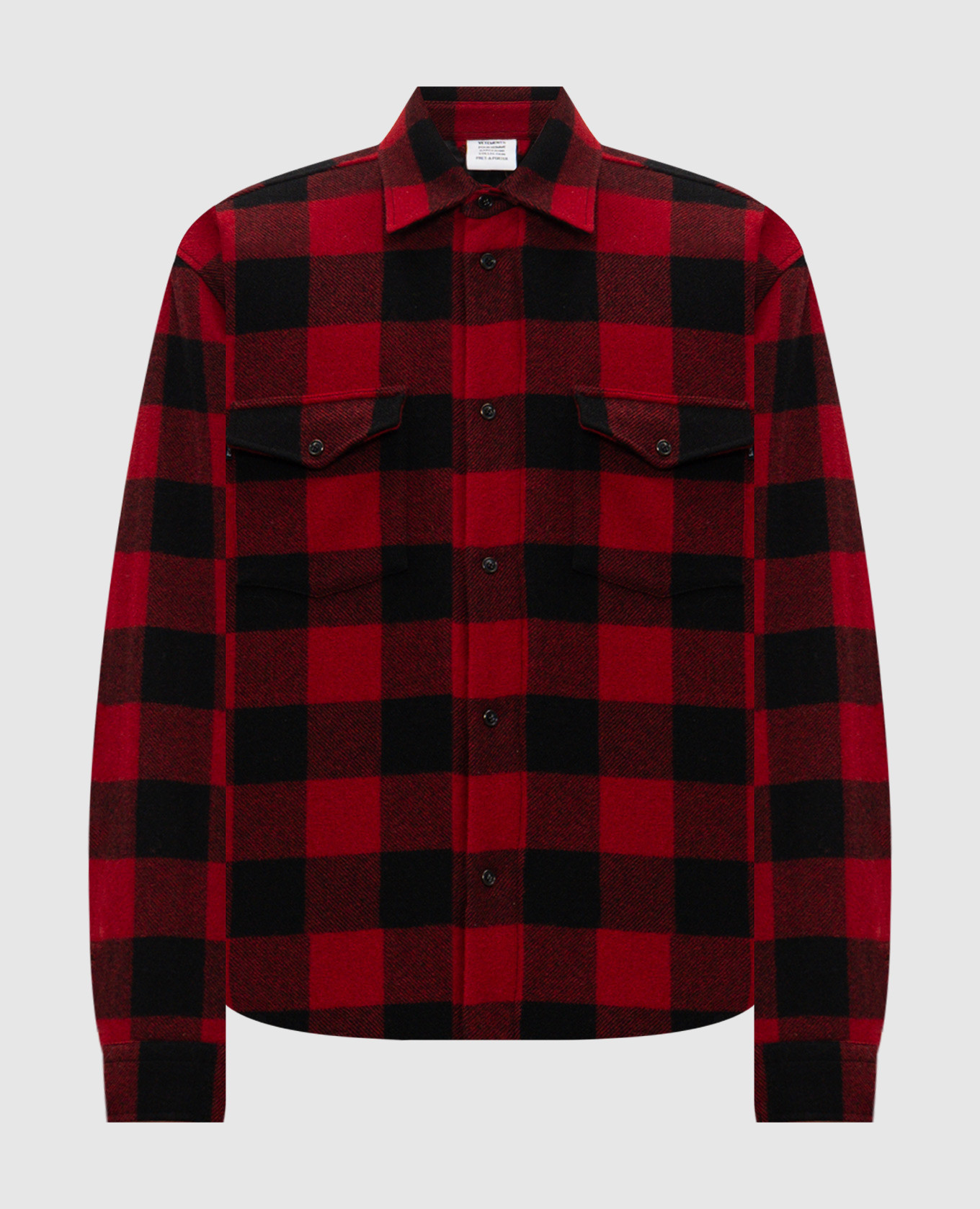 Red checked wool shirt jacket