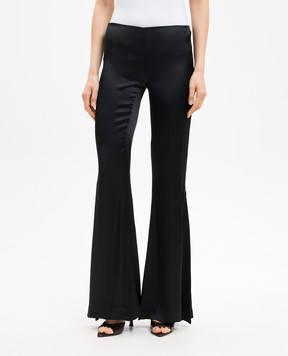 Dondup Black flared silk pants with slits DP882SF0106DXXX