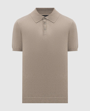 Heliot Emil Alae khaki silk polo M07091