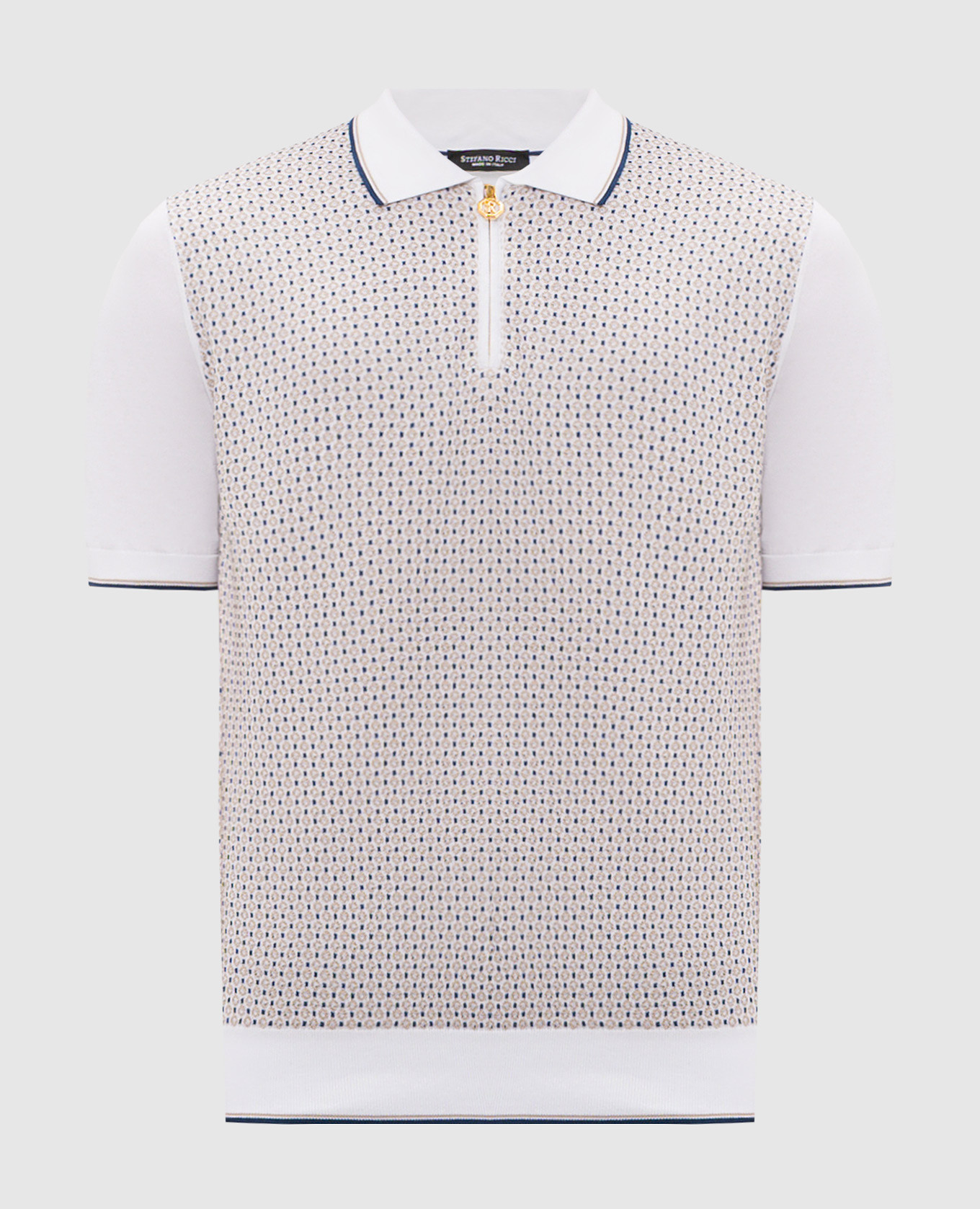 

White polo shirt with contrasting pattern Stefano Ricci