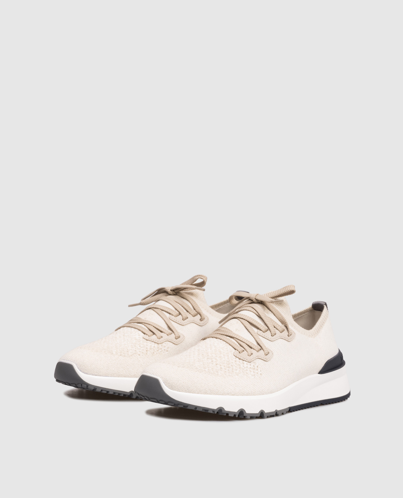 

Beige sneakers with textured logo Brunello Cucinelli