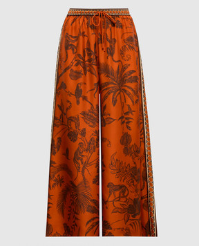Alemais Monkey Dance orange silk palazzos 6885P
