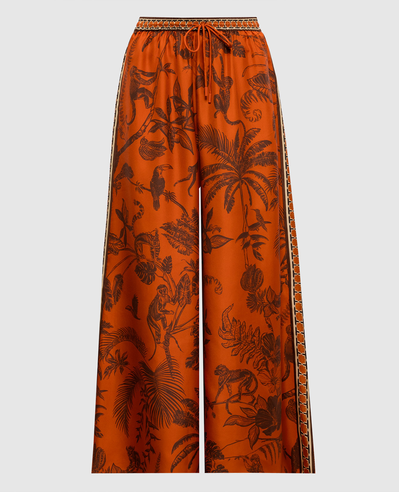 Monkey Dance orange silk palazzos