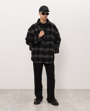 Off-White Gray coat in checkered shirt style 44MER09TF26F001