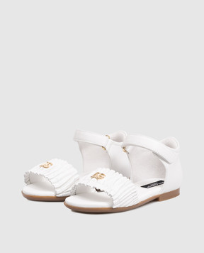 Dolce&Gabbana Children's white leather sandals with monogram logo D20113A1850