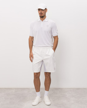 Brunello Cucinelli White polo shirt with embroidered emblem MW8641330F