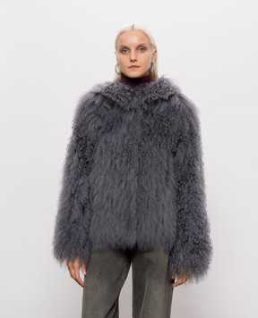 Rindi Gray fur coat with hood 085MG026