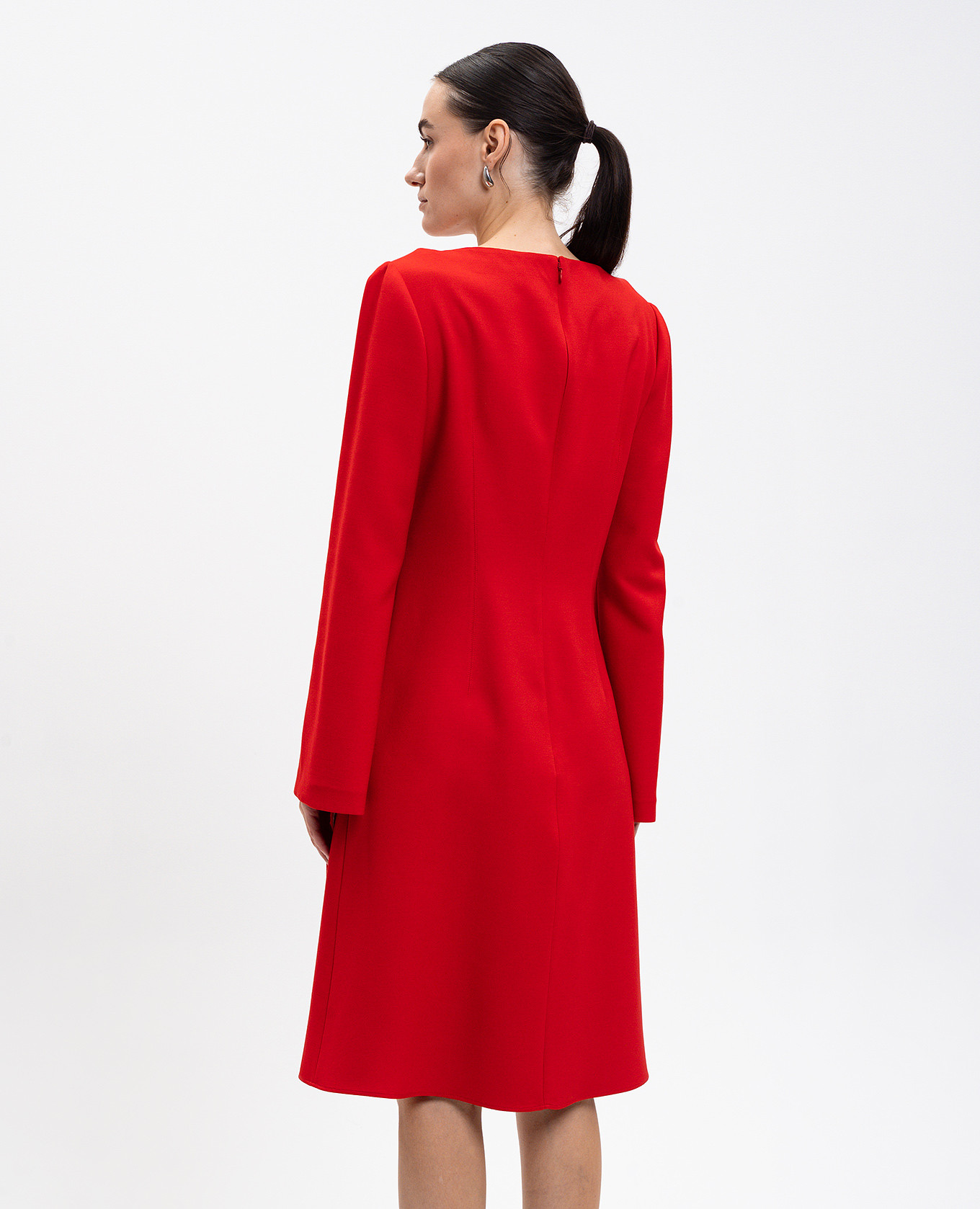 Red wool and silk dress Alexander McQueen 4