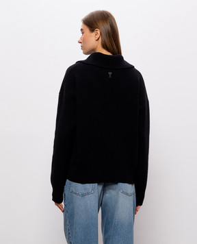 Ami Paris Black merino wool sweater UKS885KN0192w