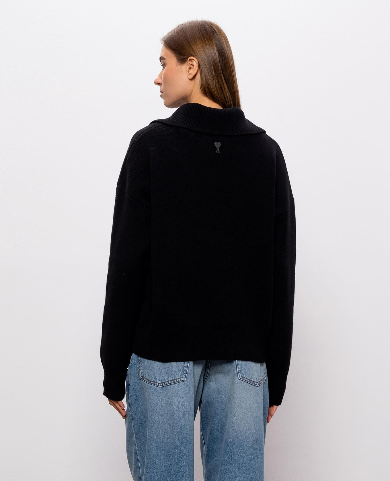 Black merino wool sweater Ami Paris 3