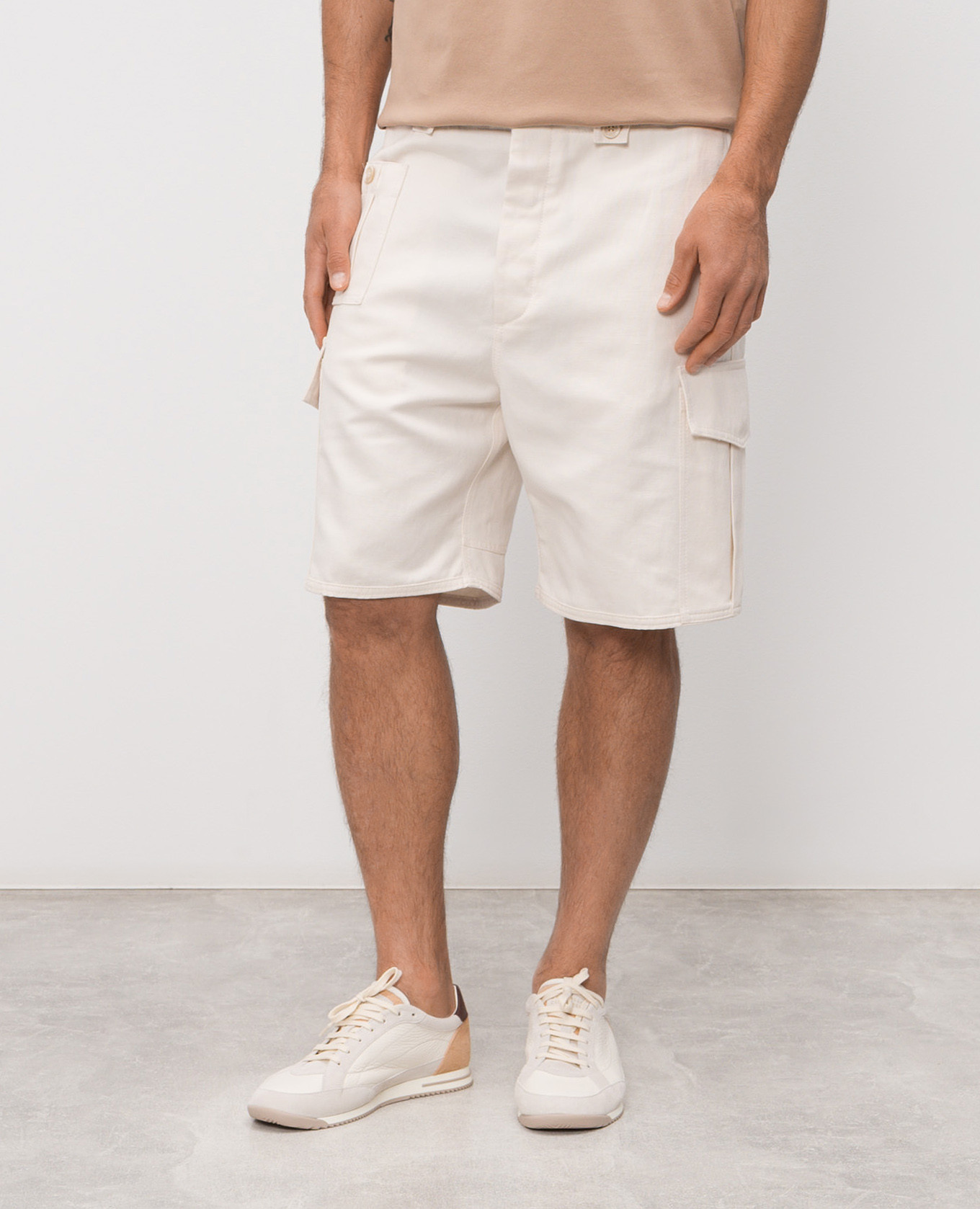 

Ivory linen cargo shorts Brunello Cucinelli, Beige