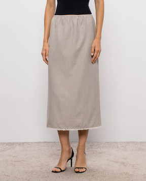 Solotre Beige midi skirt M1AC0032