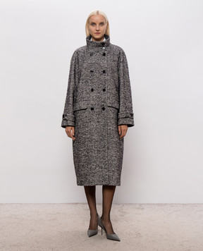 Dolce&Gabbana Gray double-breasted coat with wool and silk F0W6VTFMZAK