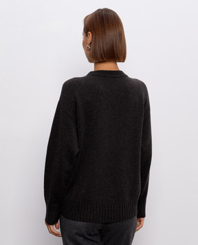 Peserico Gray wool, silk and cashmere sweater with monil chain A99230F07B9283