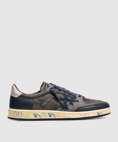 Gray leather sneakers BSKTCLAY