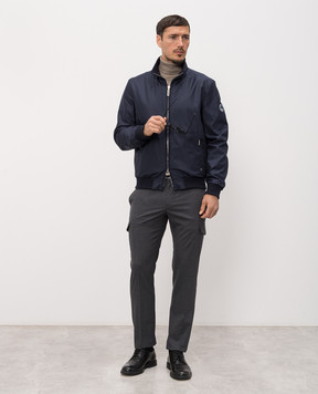 Stefano Ricci Blue silk jacket with emblem patch MDJ62004005426