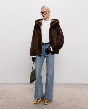 Ami Paris Blue flared jeans with logo patch FTR420DE0046
