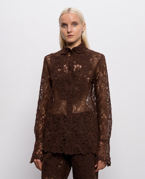 Ermanno Scervino Brown lace blouse D492K389APEXQ