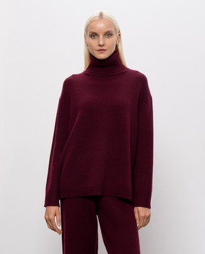 Allude Burgundy wool and cashmere sweater with slits 26517105
