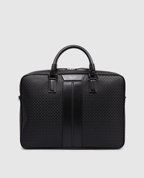 Serapian Black leather briefcase with monogram embossing SRSTSMLL739937ACG2