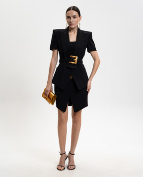 Balmain Black wool jacket with short sleeves GF1SB225ME54